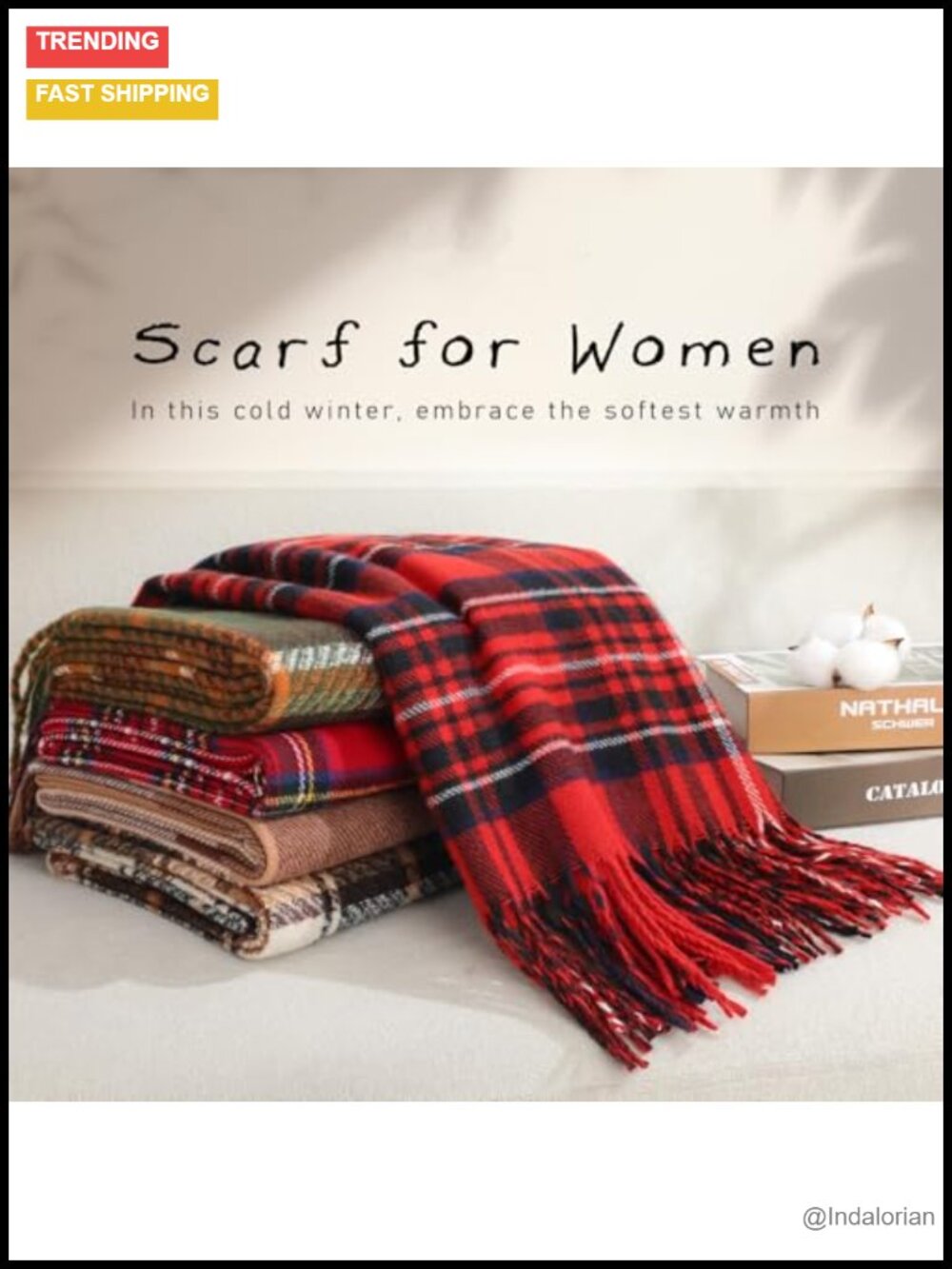 Scottish Checked Cashmere Feel Winter Scarf Long Oversized Fashion Scarf - Picture 5 of 6